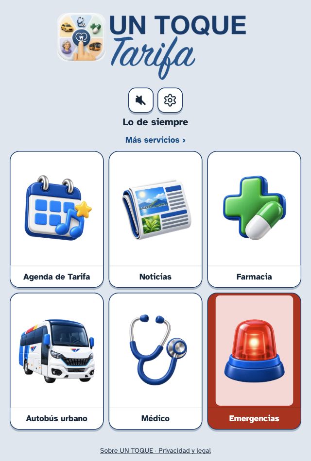 Interfaz de Un Toque Tarifa